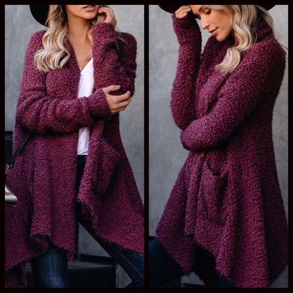 1 LEFT SALE‼️Emma Wrap Me up Cardigan-Wine - Picture 6 of 7